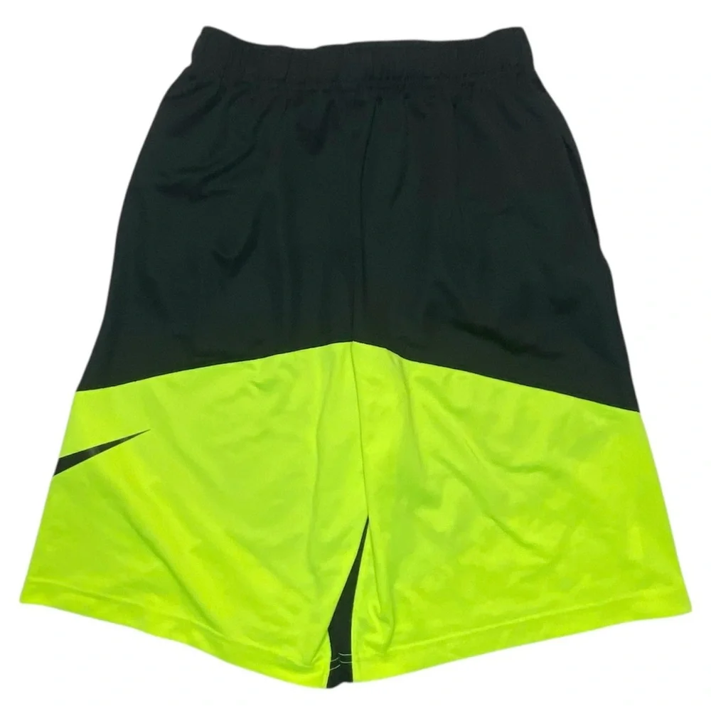 Nike Youth Athletic Dri Fit Black Neon Green Athletic Basketball‎ Shorts Sz L